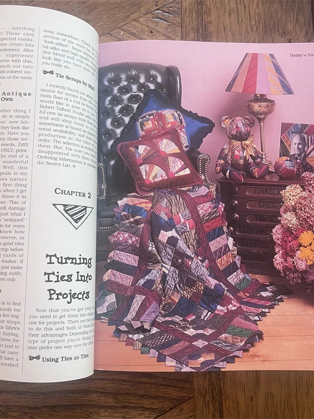 Vintage 1990s Craft Book, Daddy's Ties Quilting Book, Paperback
